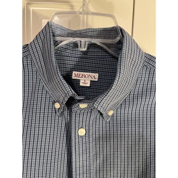 Merona Long Sleeve Men's Large Button Down Shirt--Blue - Picture 3 of 8
